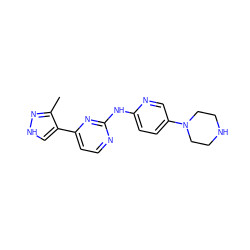 Cc1n[nH]cc1-c1ccnc(Nc2ccc(N3CCNCC3)cn2)n1 ZINC000064539103