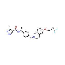 Cc1n[nH]cc1C(=O)N[C@@H](C)c1ccc(CN2CCc3cc(OC[C@H]4CC4(F)F)ccc3C2)cc1 ZINC001772649046