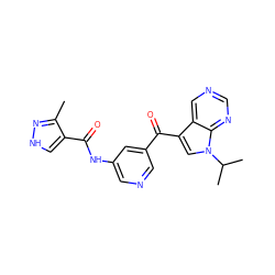 Cc1n[nH]cc1C(=O)Nc1cncc(C(=O)c2cn(C(C)C)c3ncncc23)c1 ZINC000261123534