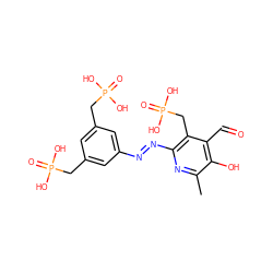 Cc1nc(/N=N/c2cc(CP(=O)(O)O)cc(CP(=O)(O)O)c2)c(CP(=O)(O)O)c(C=O)c1O ZINC000084541456