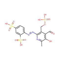 Cc1nc(/N=N/c2ccc(S(=O)(=O)O)cc2S(=O)(=O)O)c(COP(=O)(O)O)c(C=O)c1O ZINC000100001914