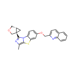 Cc1nc([C@@]23COC[C@@H]2C3)n2c1sc1cc(OCc3ccc4ccccc4n3)ccc12 ZINC000103244711