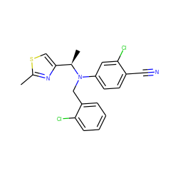 Cc1nc([C@@H](C)N(Cc2ccccc2Cl)c2ccc(C#N)c(Cl)c2)cs1 ZINC000043022394