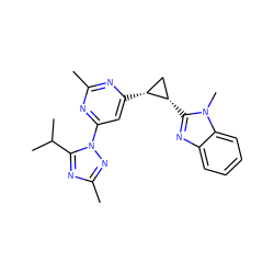 Cc1nc([C@@H]2C[C@@H]2c2nc3ccccc3n2C)cc(-n2nc(C)nc2C(C)C)n1 ZINC000143003918