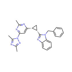 Cc1nc([C@@H]2C[C@@H]2c2nc3ccccc3n2Cc2ccccc2)cc(-n2nc(C)nc2C)n1 ZINC000205280938