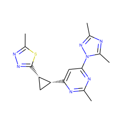 Cc1nc([C@@H]2C[C@@H]2c2nnc(C)s2)cc(-n2nc(C)nc2C)n1 ZINC000205278576