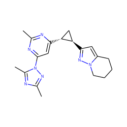 Cc1nc([C@@H]2C[C@H]2c2cc3n(n2)CCCC3)cc(-n2nc(C)nc2C)n1 ZINC000223430476