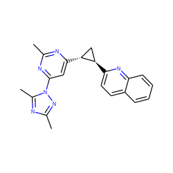 Cc1nc([C@@H]2C[C@H]2c2ccc3ccccc3n2)cc(-n2nc(C)nc2C)n1 ZINC000218655740