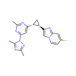 Cc1nc([C@@H]2C[C@H]2c2cn3ccc(F)cc3n2)cc(-n2nc(C)nc2C)n1 ZINC000209356142