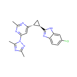 Cc1nc([C@@H]2C[C@H]2c2nc3ccc(Cl)cc3[nH]2)cc(-n2nc(C)nc2C)n1 ZINC000143005789