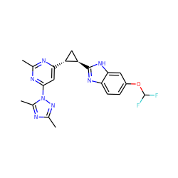 Cc1nc([C@@H]2C[C@H]2c2nc3ccc(OC(F)F)cc3[nH]2)cc(-n2nc(C)nc2C)n1 ZINC000142974010