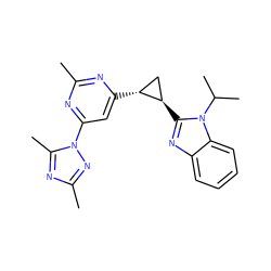 Cc1nc([C@@H]2C[C@H]2c2nc3ccccc3n2C(C)C)cc(-n2nc(C)nc2C)n1 ZINC000205287425