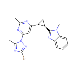 Cc1nc([C@@H]2C[C@H]2c2nc3ccccc3n2C)cc(-n2nc(Br)nc2C)n1 ZINC000205294317