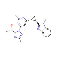 Cc1nc([C@@H]2C[C@H]2c2nc3ccccc3n2C)cc(-n2nc(C)nc2[C@H](C)O)n1 ZINC000207197041