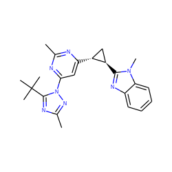 Cc1nc([C@@H]2C[C@H]2c2nc3ccccc3n2C)cc(-n2nc(C)nc2C(C)(C)C)n1 ZINC000223518503