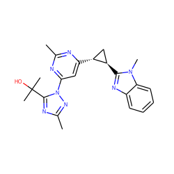 Cc1nc([C@@H]2C[C@H]2c2nc3ccccc3n2C)cc(-n2nc(C)nc2C(C)(C)O)n1 ZINC000205300261