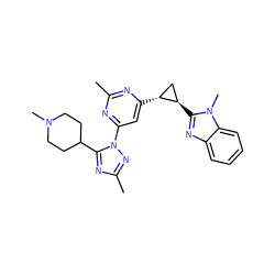 Cc1nc([C@@H]2C[C@H]2c2nc3ccccc3n2C)cc(-n2nc(C)nc2C2CCN(C)CC2)n1 ZINC000205296842