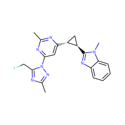 Cc1nc([C@@H]2C[C@H]2c2nc3ccccc3n2C)cc(-n2nc(C)nc2CF)n1 ZINC000205296799