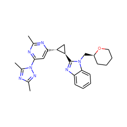 Cc1nc([C@@H]2C[C@H]2c2nc3ccccc3n2C[C@@H]2CCCCO2)cc(-n2nc(C)nc2C)n1 ZINC000205287386