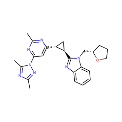 Cc1nc([C@@H]2C[C@H]2c2nc3ccccc3n2C[C@@H]2CCCO2)cc(-n2nc(C)nc2C)n1 ZINC000205289429