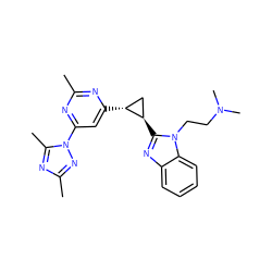 Cc1nc([C@@H]2C[C@H]2c2nc3ccccc3n2CCN(C)C)cc(-n2nc(C)nc2C)n1 ZINC000205287446