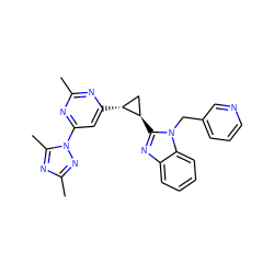 Cc1nc([C@@H]2C[C@H]2c2nc3ccccc3n2Cc2cccnc2)cc(-n2nc(C)nc2C)n1 ZINC000205289407