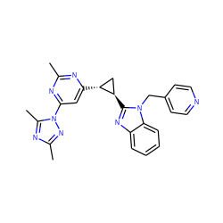 Cc1nc([C@@H]2C[C@H]2c2nc3ccccc3n2Cc2ccncc2)cc(-n2nc(C)nc2C)n1 ZINC000142975676