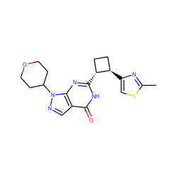 Cc1nc([C@@H]2CC[C@H]2c2nc3c(cnn3C3CCOCC3)c(=O)[nH]2)cs1 ZINC000145056231