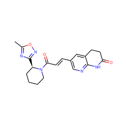 Cc1nc([C@@H]2CCCCN2C(=O)/C=C/c2cnc3c(c2)CCC(=O)N3)no1 ZINC000169707515