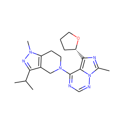 Cc1nc([C@@H]2CCCO2)c2c(N3CCc4c(c(C(C)C)nn4C)C3)ncnn12 ZINC000169711676