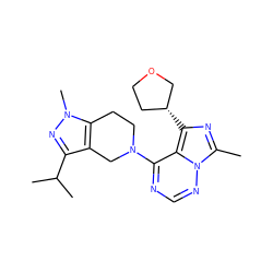 Cc1nc([C@@H]2CCOC2)c2c(N3CCc4c(c(C(C)C)nn4C)C3)ncnn12 ZINC000169711716