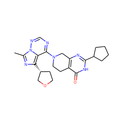 Cc1nc([C@@H]2CCOC2)c2c(N3CCc4c(nc(C5CCCC5)[nH]c4=O)C3)ncnn12 ZINC000169711786