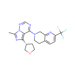 Cc1nc([C@@H]2CCOC2)c2c(N3CCc4ccc(C(F)(F)F)nc4C3)ncnn12 ZINC000169711785