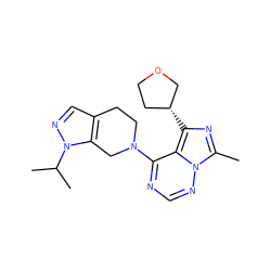 Cc1nc([C@@H]2CCOC2)c2c(N3CCc4cnn(C(C)C)c4C3)ncnn12 ZINC000169711722