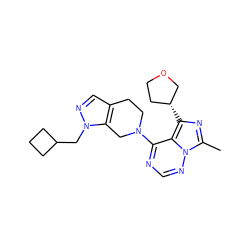 Cc1nc([C@@H]2CCOC2)c2c(N3CCc4cnn(CC5CCC5)c4C3)ncnn12 ZINC000169711802