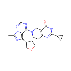 Cc1nc([C@@H]2CCOC2)c2c(N3CCc4nc(C5CC5)[nH]c(=O)c4C3)ncnn12 ZINC000169711684