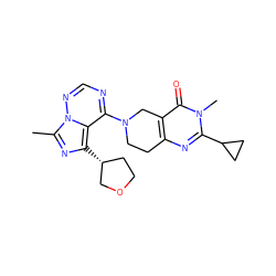 Cc1nc([C@@H]2CCOC2)c2c(N3CCc4nc(C5CC5)n(C)c(=O)c4C3)ncnn12 ZINC000169711774