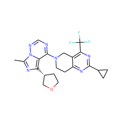 Cc1nc([C@@H]2CCOC2)c2c(N3CCc4nc(C5CC5)nc(C(F)(F)F)c4C3)ncnn12 ZINC000169711719