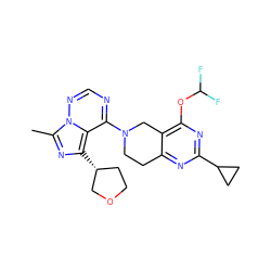 Cc1nc([C@@H]2CCOC2)c2c(N3CCc4nc(C5CC5)nc(OC(F)F)c4C3)ncnn12 ZINC000169711772