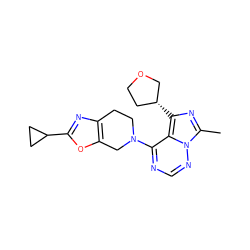 Cc1nc([C@@H]2CCOC2)c2c(N3CCc4nc(C5CC5)oc4C3)ncnn12 ZINC000169711811