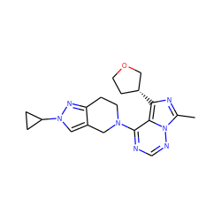 Cc1nc([C@@H]2CCOC2)c2c(N3CCc4nn(C5CC5)cc4C3)ncnn12 ZINC000169711813