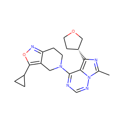 Cc1nc([C@@H]2CCOC2)c2c(N3CCc4noc(C5CC5)c4C3)ncnn12 ZINC000169711808