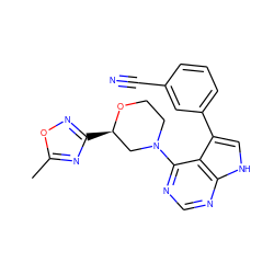 Cc1nc([C@@H]2CN(c3ncnc4[nH]cc(-c5cccc(C#N)c5)c34)CCO2)no1 ZINC000224867165