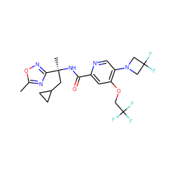 Cc1nc([C@](C)(CC2CC2)NC(=O)c2cc(OCC(F)(F)F)c(N3CC(F)(F)C3)cn2)no1 ZINC000149221425