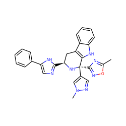 Cc1nc([C@]2(c3cnn(C)c3)N[C@@H](c3ncc(-c4ccccc4)[nH]3)Cc3c2[nH]c2ccccc32)no1 ZINC000059068610