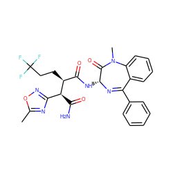 Cc1nc([C@H](C(N)=O)[C@@H](CCC(F)(F)F)C(=O)N[C@H]2N=C(c3ccccc3)c3ccccc3N(C)C2=O)no1 ZINC000299870442