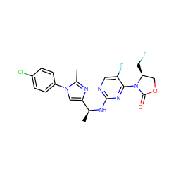 Cc1nc([C@H](C)Nc2ncc(F)c(N3C(=O)OC[C@@H]3CF)n2)cn1-c1ccc(Cl)cc1 ZINC000221682211