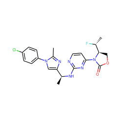 Cc1nc([C@H](C)Nc2nccc(N3C(=O)OC[C@@H]3[C@@H](C)F)n2)cn1-c1ccc(Cl)cc1 ZINC000221680162