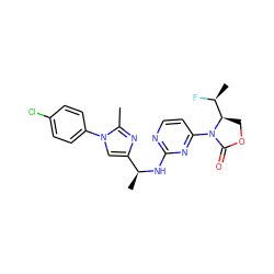 Cc1nc([C@H](C)Nc2nccc(N3C(=O)OC[C@@H]3[C@H](C)F)n2)cn1-c1ccc(Cl)cc1 ZINC000218290740