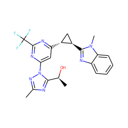 Cc1nc([C@H](C)O)n(-c2cc([C@@H]3C[C@H]3c3nc4ccccc4n3C)nc(C(F)(F)F)n2)n1 ZINC000207208538